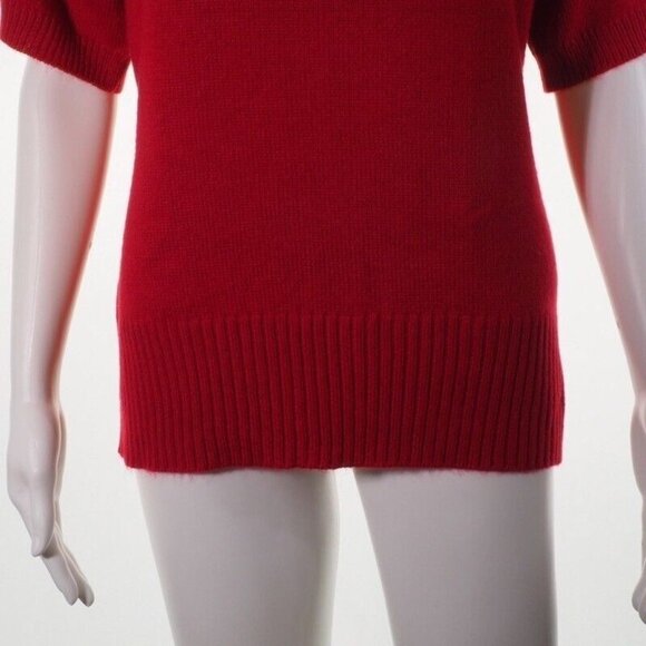 Design 365 Sweater Womens Size Medium Neck Red Button Short Sleeves - Picture 8 of 10